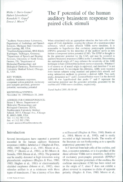 (PDF) The I' potential of the human auditory brainstem response to ...