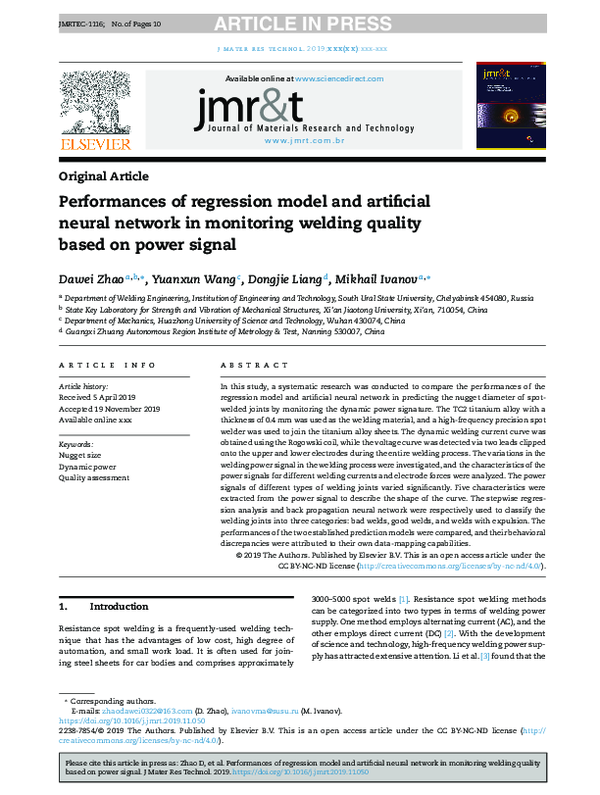 (PDF) Performances of regression model and artificial neural network in ...