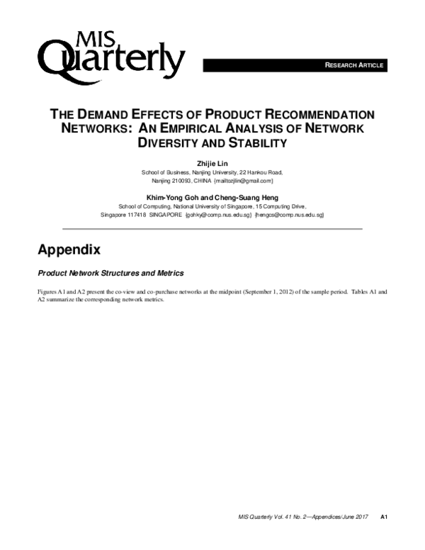 (PDF) The Demand Effects of Product Recommendation Networks: An ...