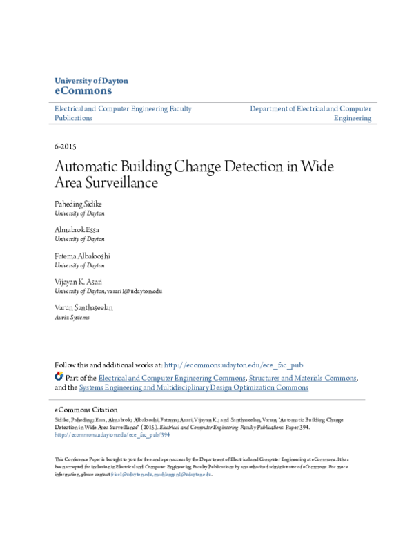 (PDF) Automatic building change detection in wide area surveillance