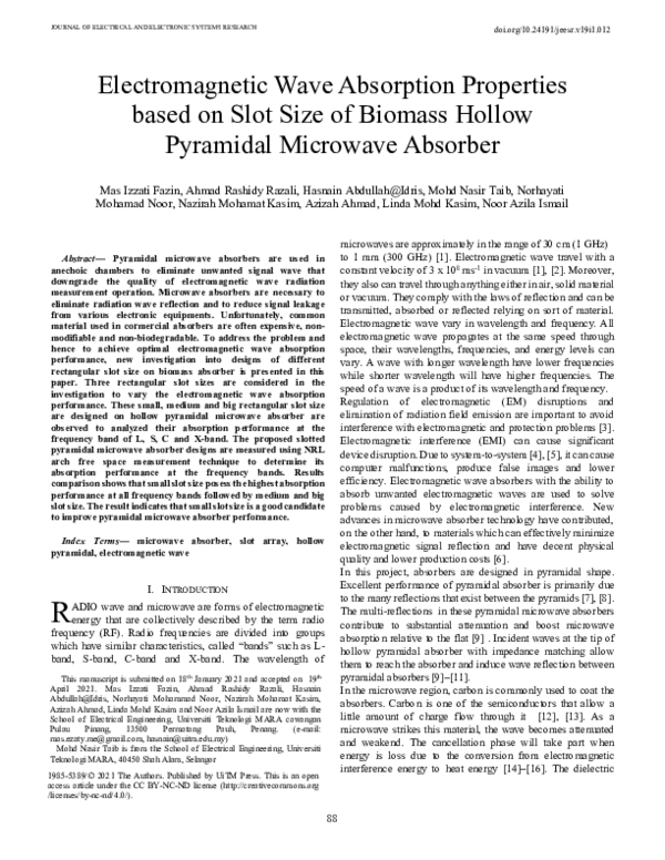 (PDF) Electromagnetic Wave Absorption Properties based on Slot Size of ...