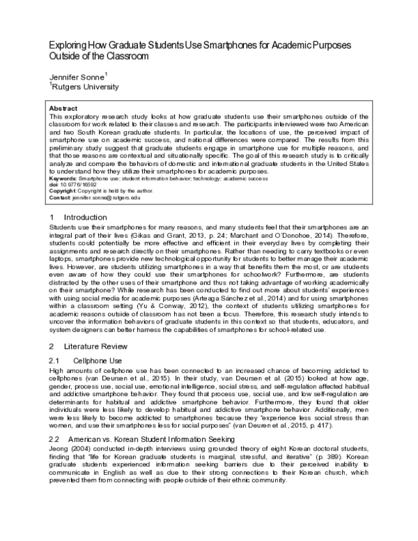 (PDF) Exploring How Graduate Students Use Smartphones for Academic ...