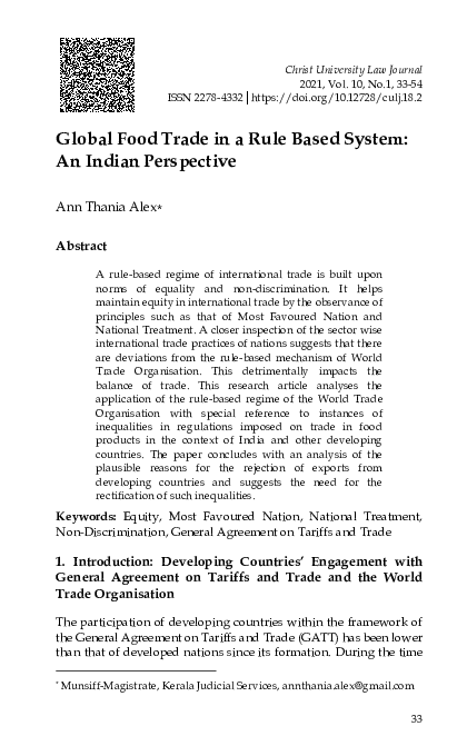 (PDF) Global Food Trade in a Rule Based System