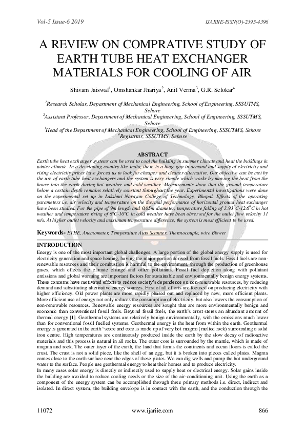 (PDF) A Review on Comparative Study of Earth Tube Heat Exchanger ...