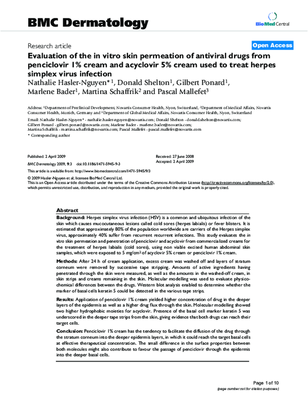 (PDF) Evaluation of the in vitro skin permeation of antiviral drugs ...