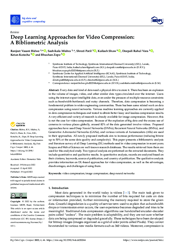 (PDF) Deep Learning Approaches for Video Compression: A Bibliometric ...