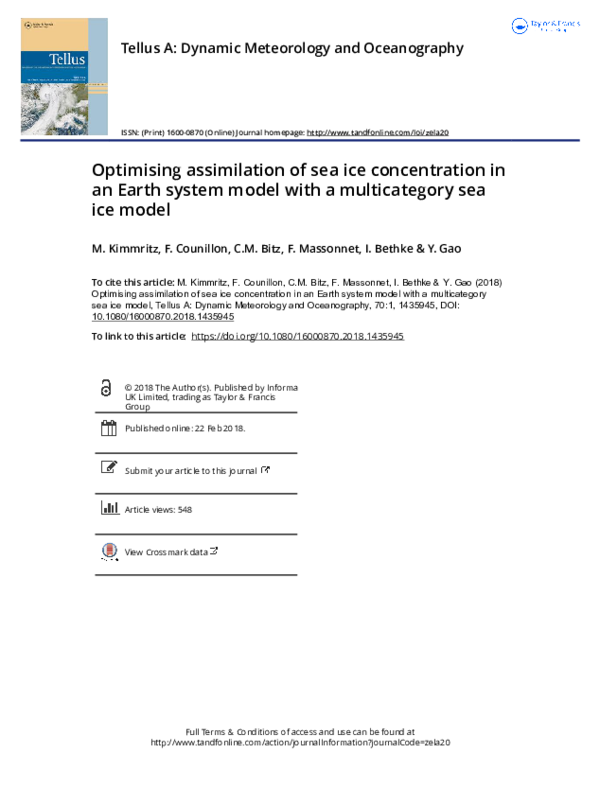 (PDF) Optimising assimilation of sea ice concentration in an Earth ...