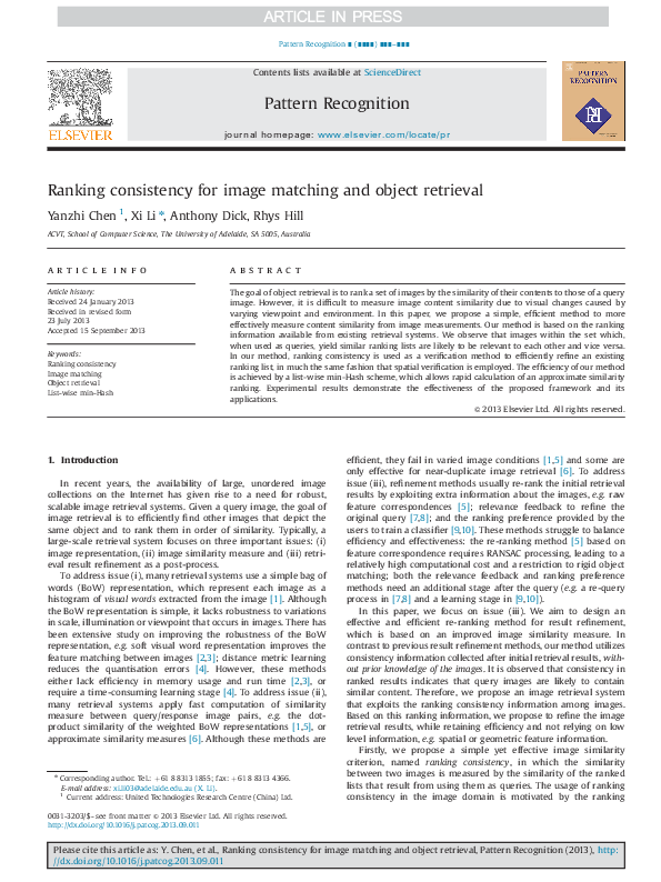 (PDF) Ranking consistency for image matching and object retrieval