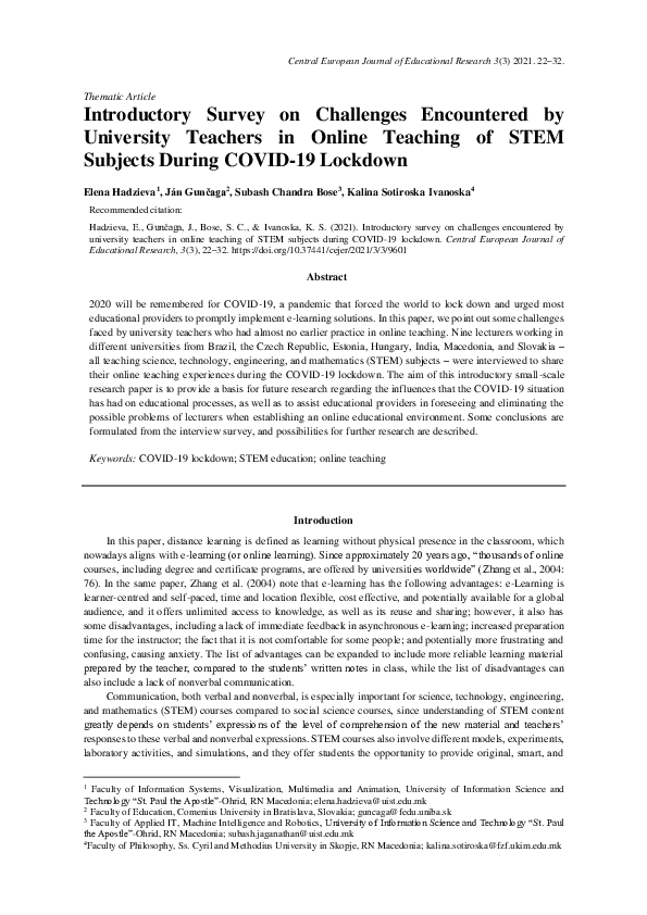 (PDF) Introductory Survey on Challenges Encountered by University ...