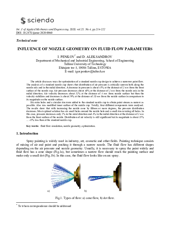 (PDF) Influence of Nozzle Geometry on Fluid Flow Parameters