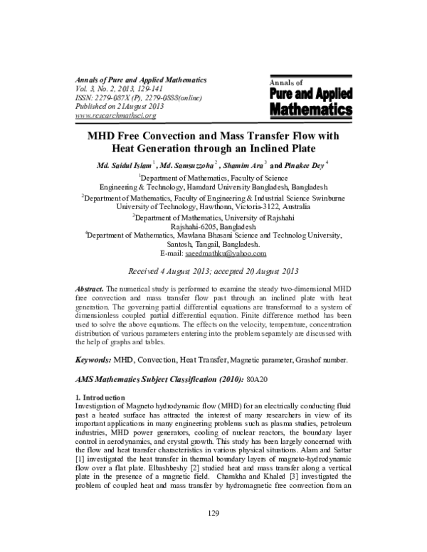 (PDF) Annals of MHD Free Convection and Mass Transfer Flow with Heat ...