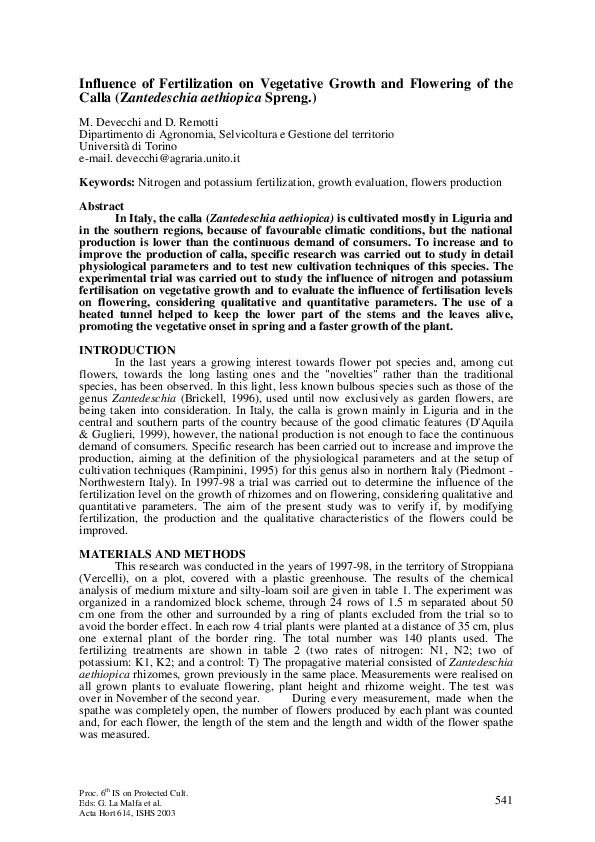 (PDF) Influence of Fertilization on Vegetative Growth and Flowering of ...