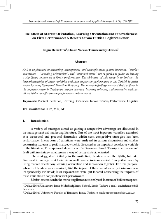 (PDF) The Effect of Market Orientation, Learning Orientation and ...