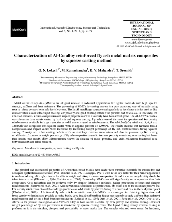 (PDF) Characterization of Al-Cu alloy reinforced fly ash metal matrix ...
