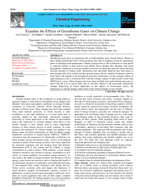 (PDF) Examine the Effects of Greenhouse Gases on Climate Change