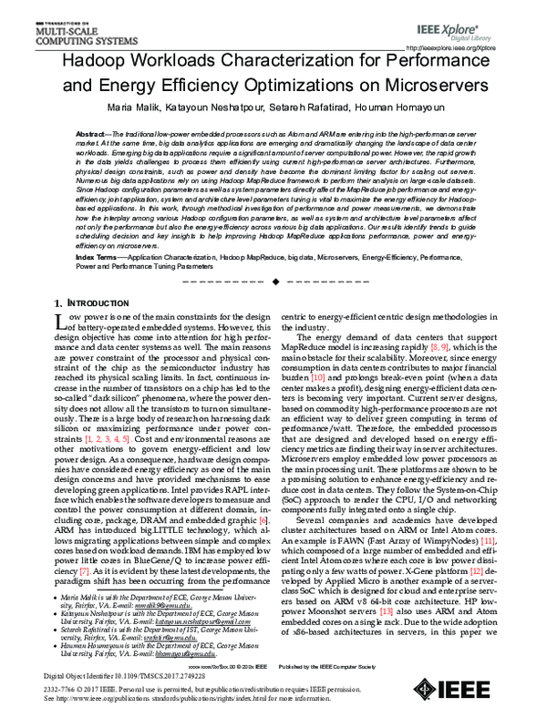 (PDF) Hadoop Workloads Characterization for Performance and Energy ...