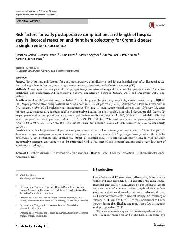 (PDF) Risk Factors for Early Postoperative Complications After ...