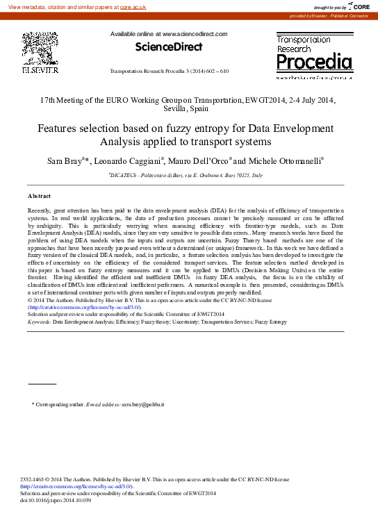 (PDF) Features Selection based on Fuzzy Entropy for Data Envelopment ...
