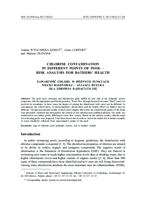 (PDF) Chlorine contamination in different points of pool – risk ...