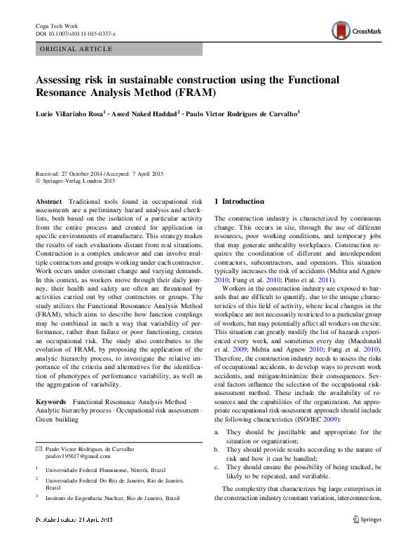 (PDF) Assessing risk in sustainable construction using the Functional ...