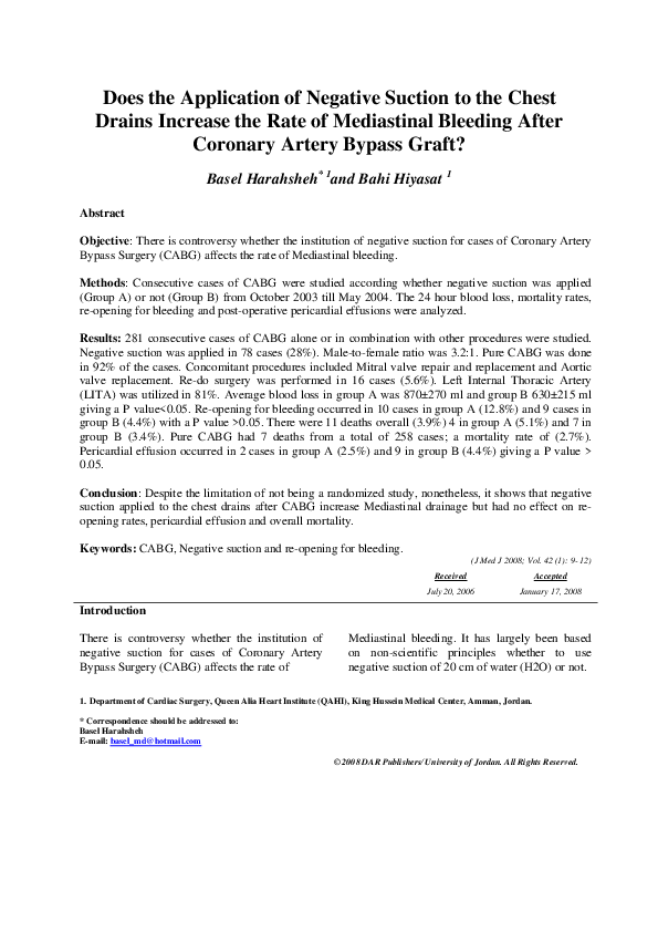 (PDF) Does the Application of Negative Suction to the Chest Drains ...