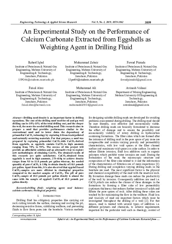 (PDF) An Experimental Study on the Performance of Calcium Carbonate ...