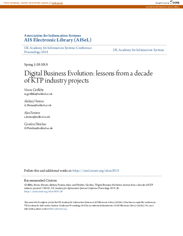 (PDF) Digital Business Evolution: lessons from a decade of KTP industry ...