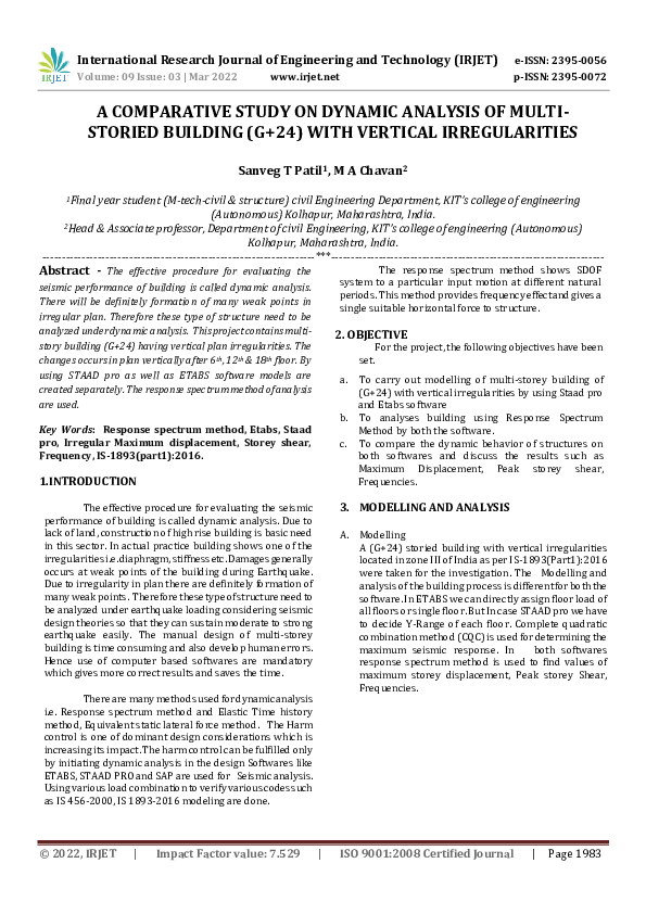 (PDF) A COMPARATIVE STUDY ON DYNAMIC ANALYSIS OF MULTI-STORIED BUILDING ...