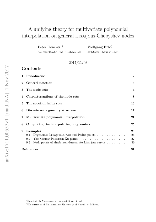 Pdf A Unifying Theory For Multivariate Polynomial Interpolation On