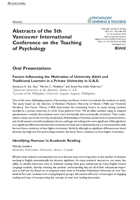 (PDF) Abstracts of the 5th Vancouver International Conference on the ...