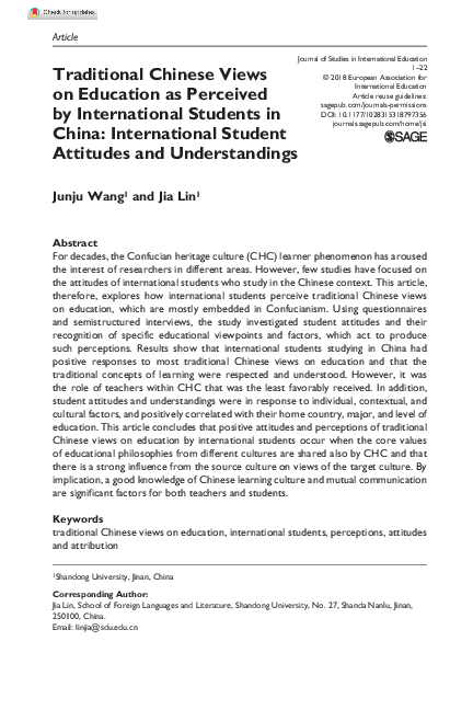 (PDF) Traditional Chinese Views on Education as Perceived by ...