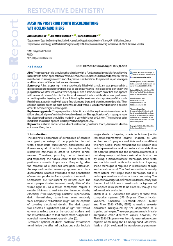 (PDF) Masking posterior tooth discolorations with color modifiers