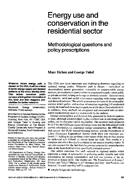(PDF) Energy use and conservation in the residential sector ...