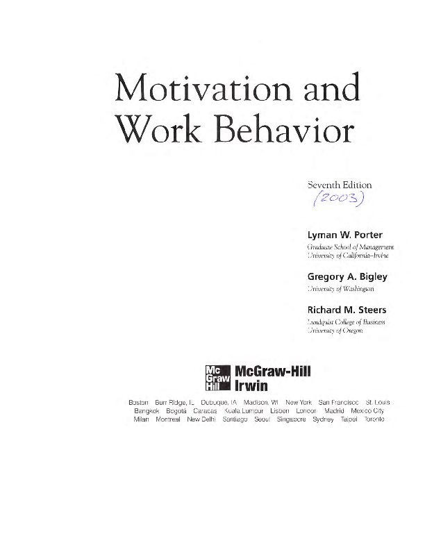Motivation And Work Behavior