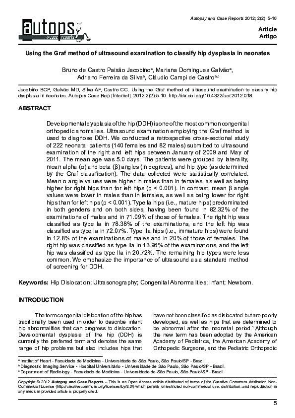 (PDF) Using the Graf method of ultrasound examination to classify hip ...