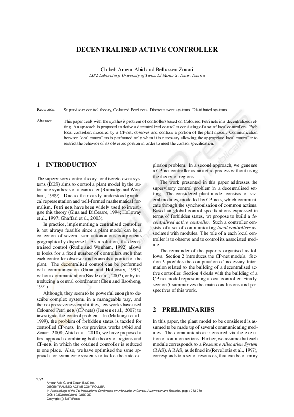 (PDF) Decentralised Active Controller