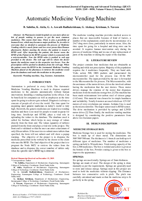 (PDF) Automatic Medicine Vending Machine akshay pansare Academia.edu