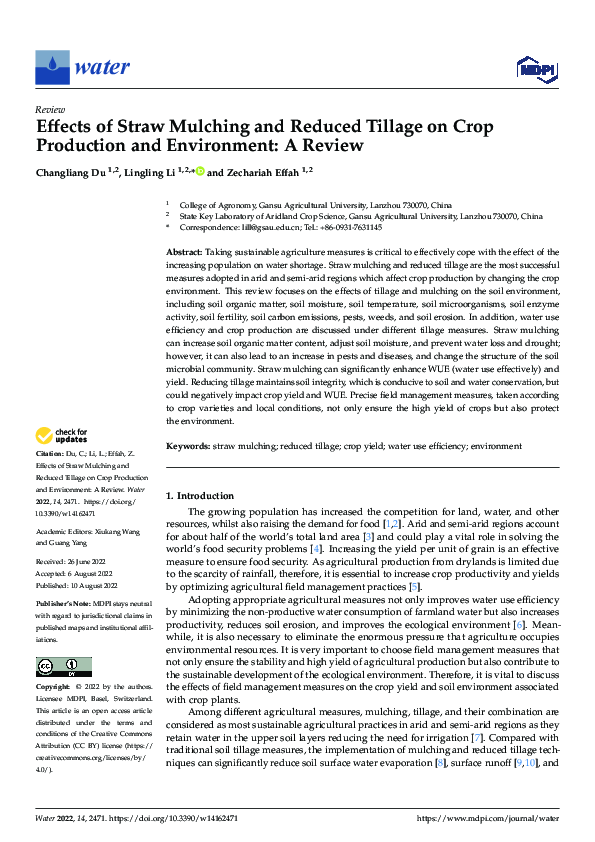 (PDF) Effects of Straw Mulching and Reduced Tillage on Crop Production ...