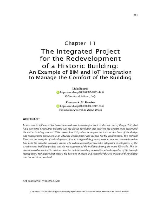 (PDF) The Integrated Project for the Redevelopment of a Historic Building