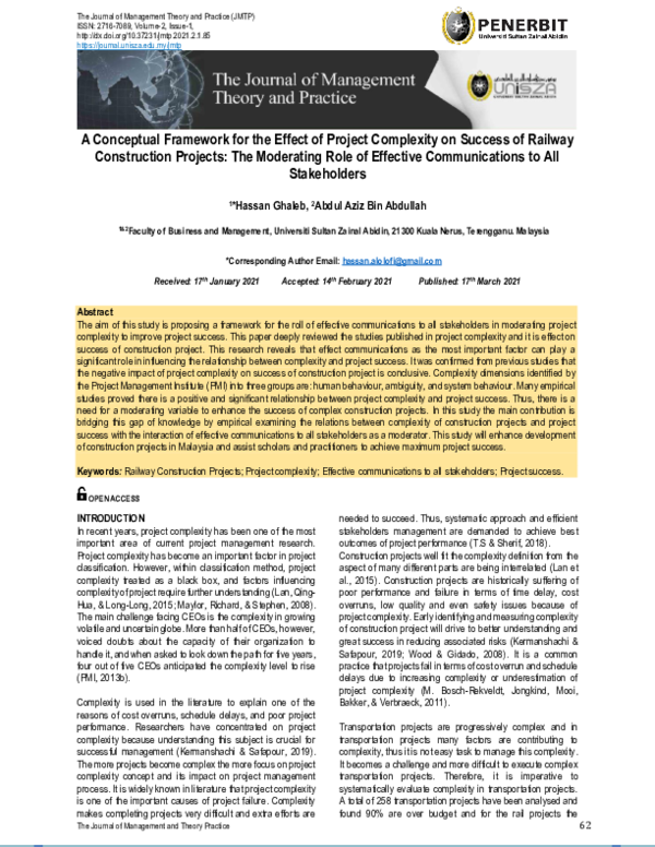 (PDF) A Conceptual Framework for Impact of Project Complexity on ...