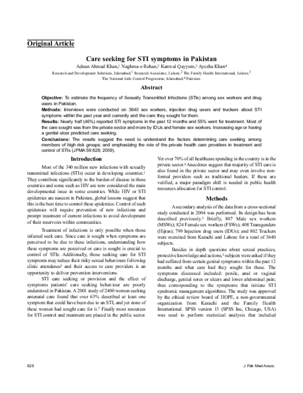 (PDF) Care seeking for STI symptoms in Pakistan