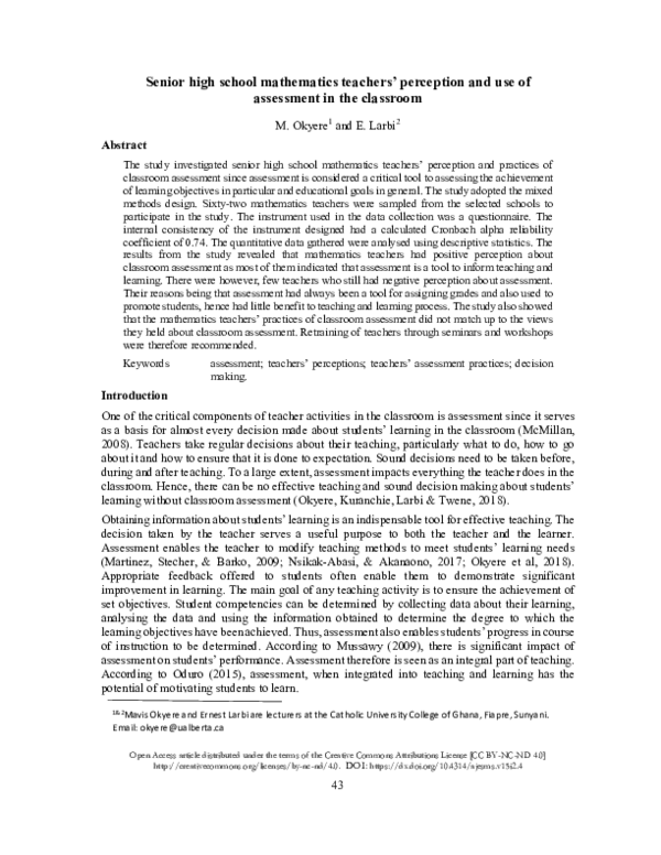 (PDF) Senior high school mathematics teachers’ perception and use of ...
