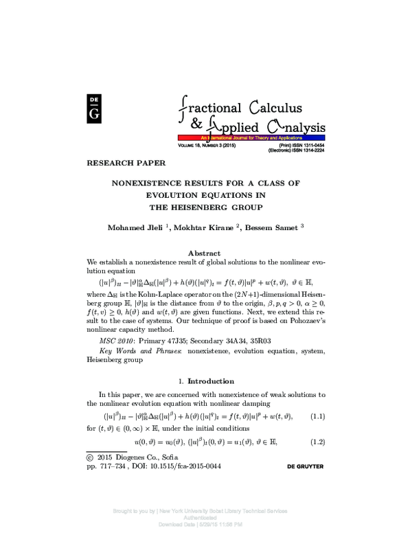 (PDF) Nonexistence results for a class of evolution equations in the ...
