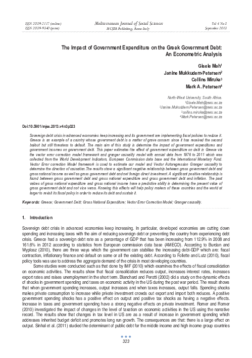 (PDF) The Impact of Government Expenditure on the Greek Government Debt ...