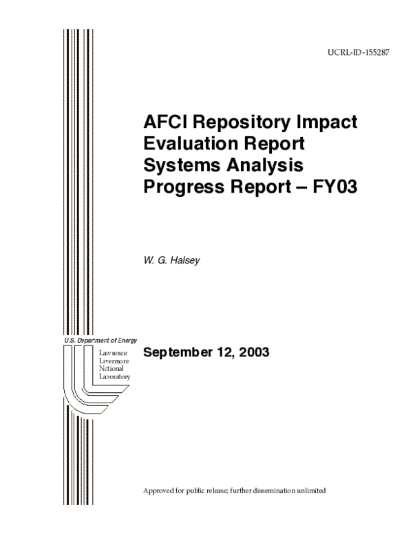(PDF) AFCI Repository Impact Evaluation Report Systems Analysis ...