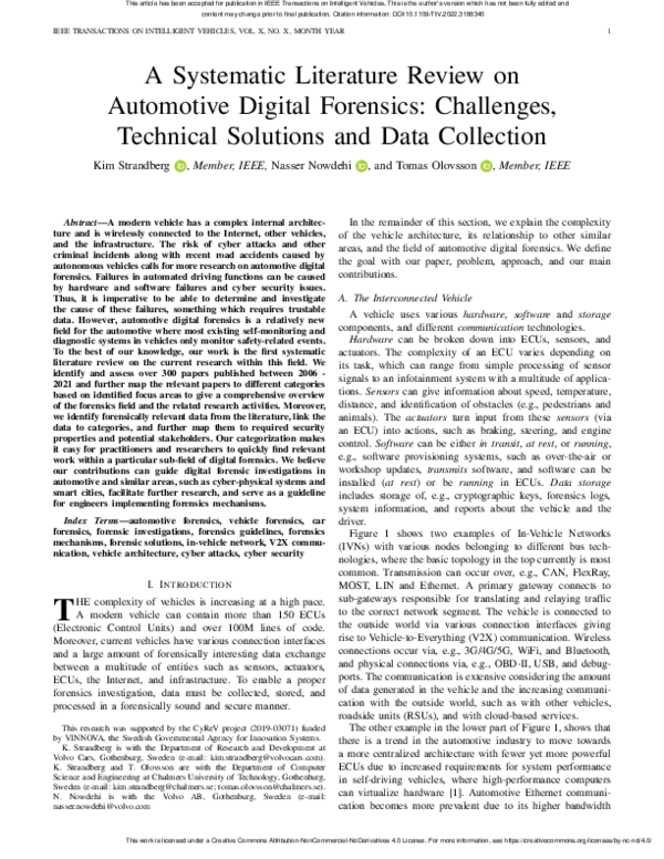 (PDF) A Systematic Literature Review on Automotive Digital Forensics ...