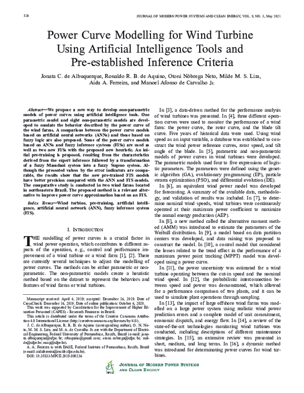 (PDF) Power Curve Modelling for Wind Turbine Using Artificial ...