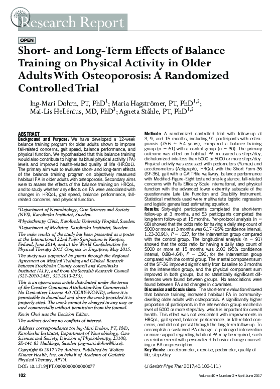 (PDF) Short- and Long-Term Effects of Balance Training on Physical ...
