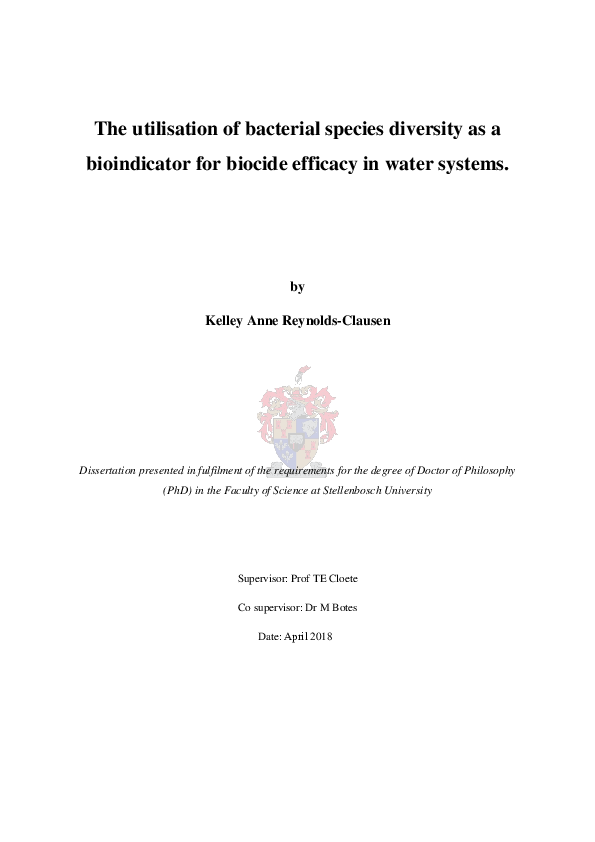 (PDF) The utilisation of bacterial species diversity as a bioindicator ...