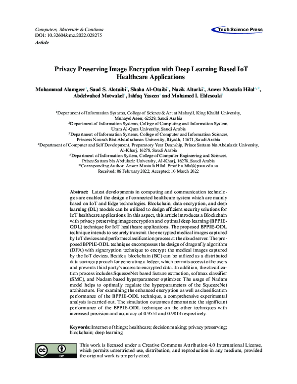 (PDF) Privacy Preserving Image Encryption with Deep Learning Based IoT ...